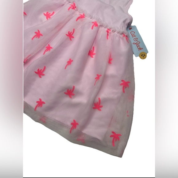 Cat & Jack Dress Kids Girls Size 2T Pink With Palm Trees Sleeveless Tutu - Picture 4 of 4